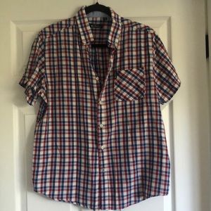 Red, white and blue button down